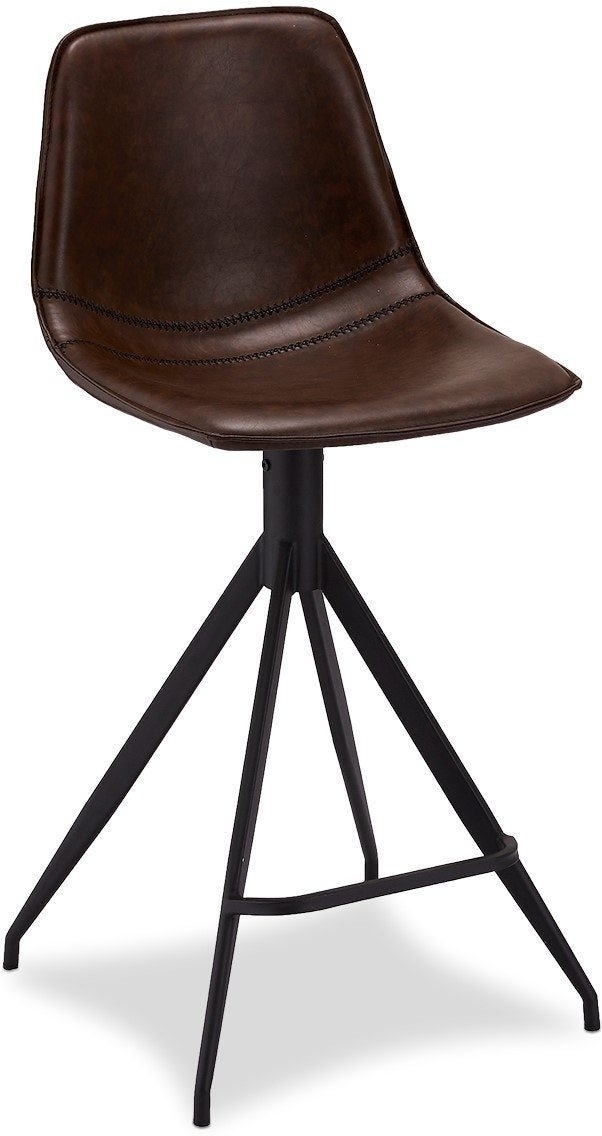 Barstol Raymond   Hallmark Kirkcolm   Pu-læder Mørkebrun   B48ã D57ã H98 Cm   Trefodet Sort Metalbase