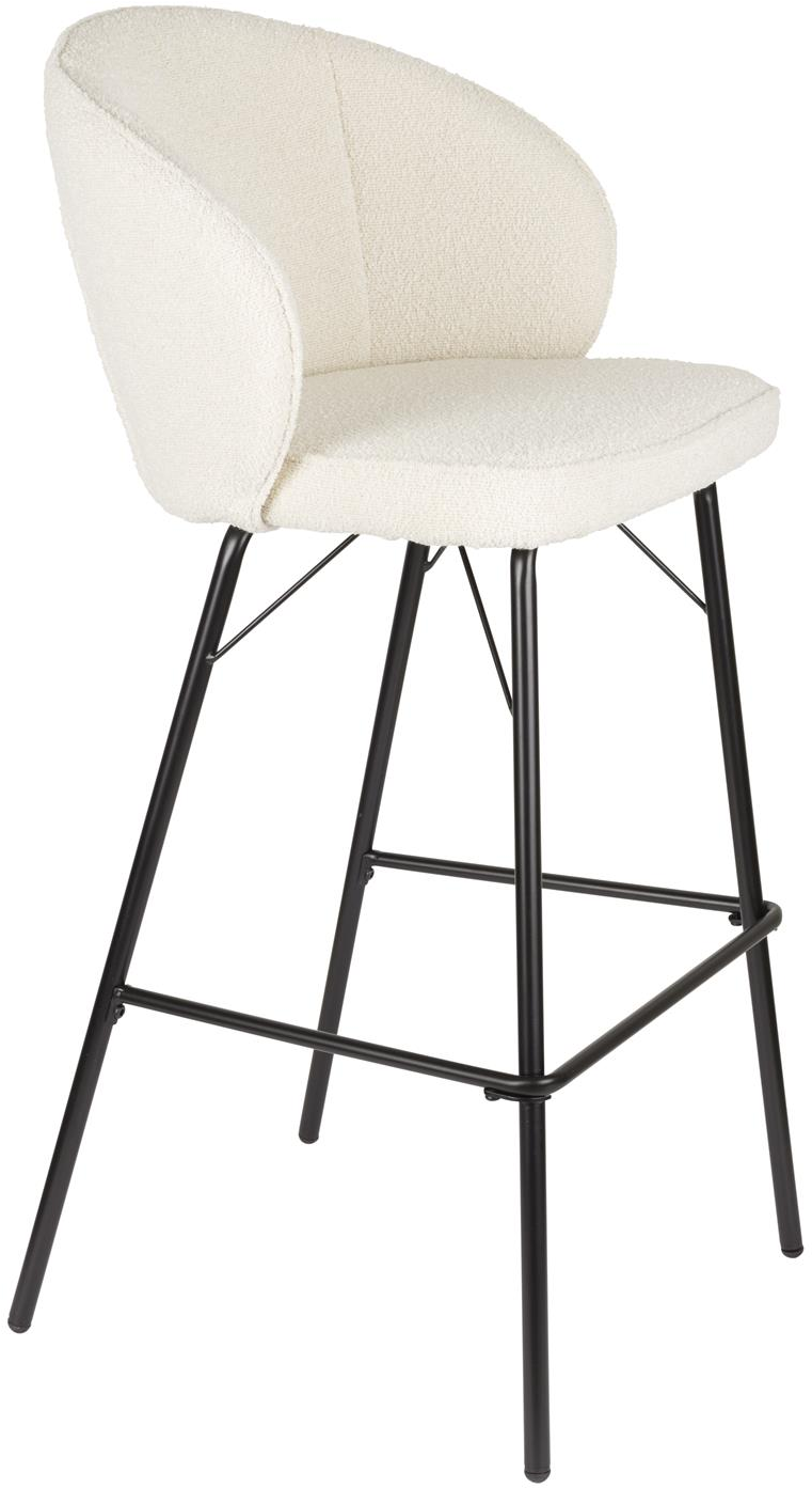 Barstol Studio White Joa Askegrå Polstret Polyester Barkrakk Med Sort Jernstel Sæt Af