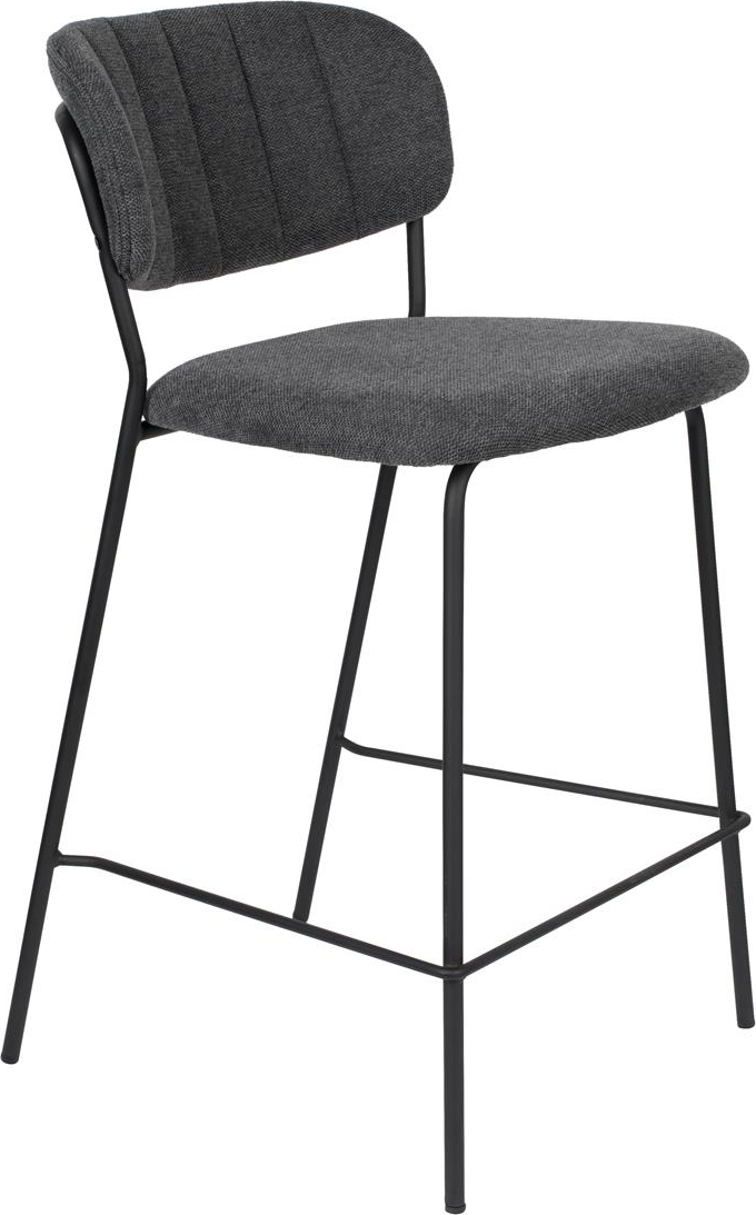 Barstol Studio White Jolien Askegrå Polstret Stof Stålramme H89   B48   D54 Cm