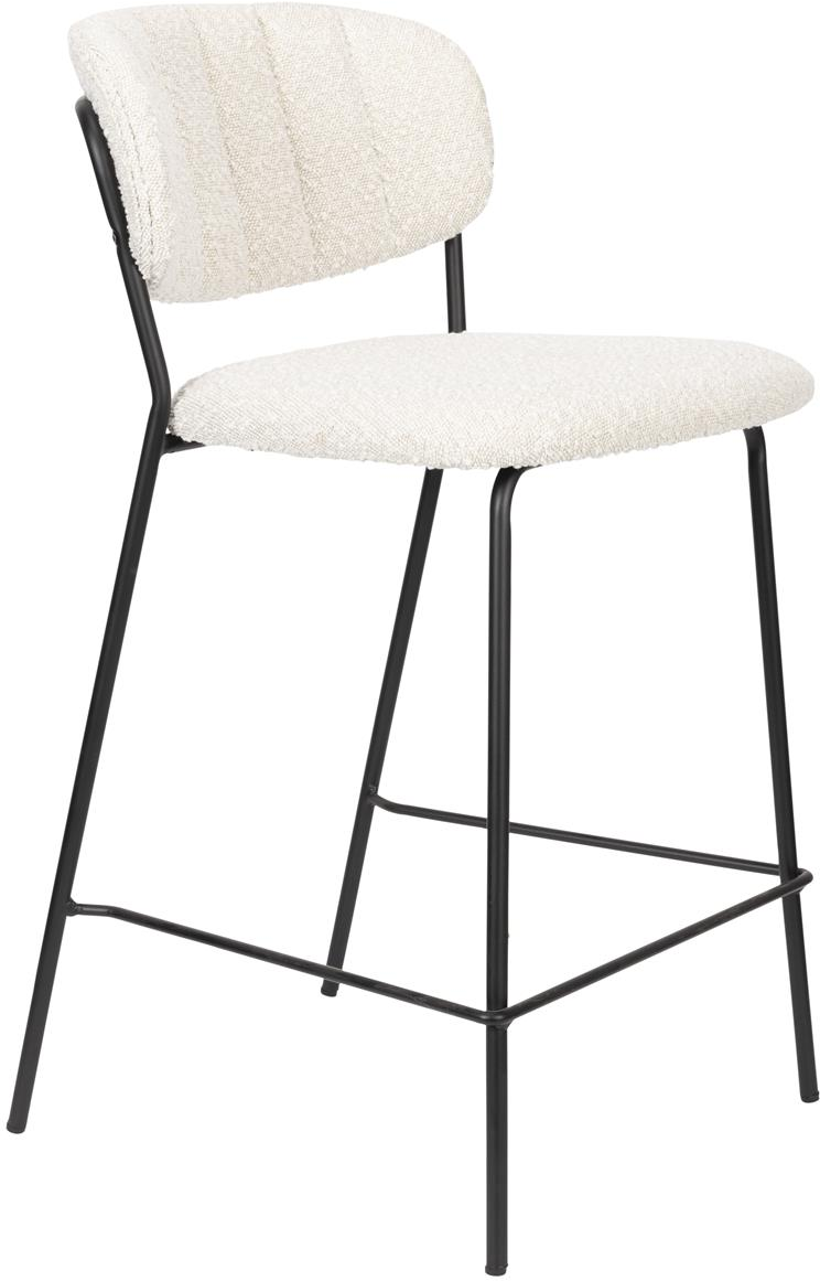 Barstol Studio White Jolien Hvid Polstret Stof Med Stålramme