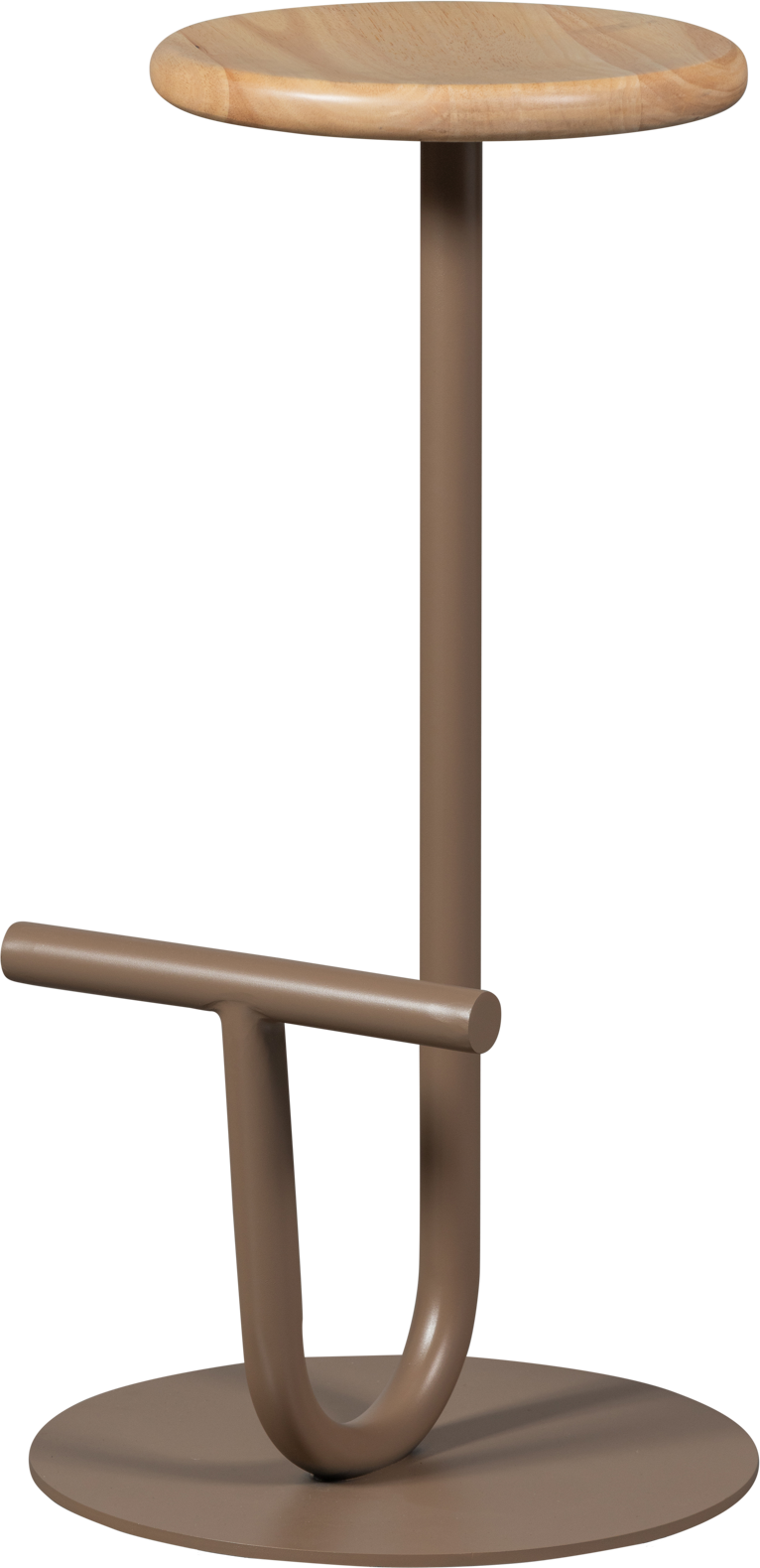 Barstol Woood Collection Kimo Elegant Kobberfarvet Metal Træ H65 ø30 Cm Komfortabel Fodhviler