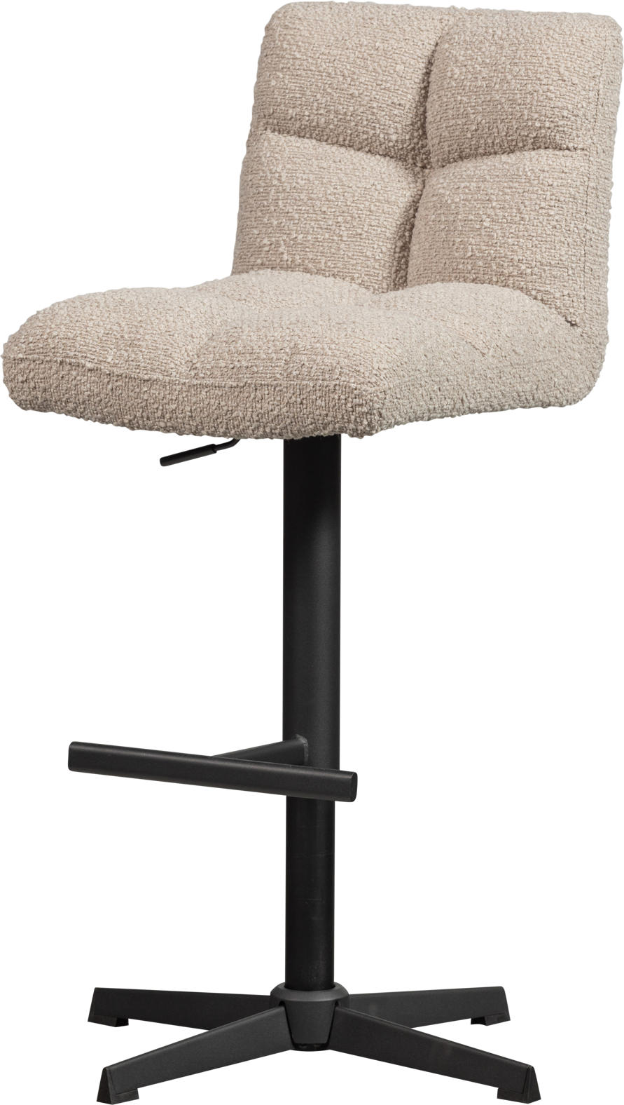 Barstol Woood Vinny Bouclé Sand Justerbar Sædehøjde 60-80 Cm Sort Metalbase
