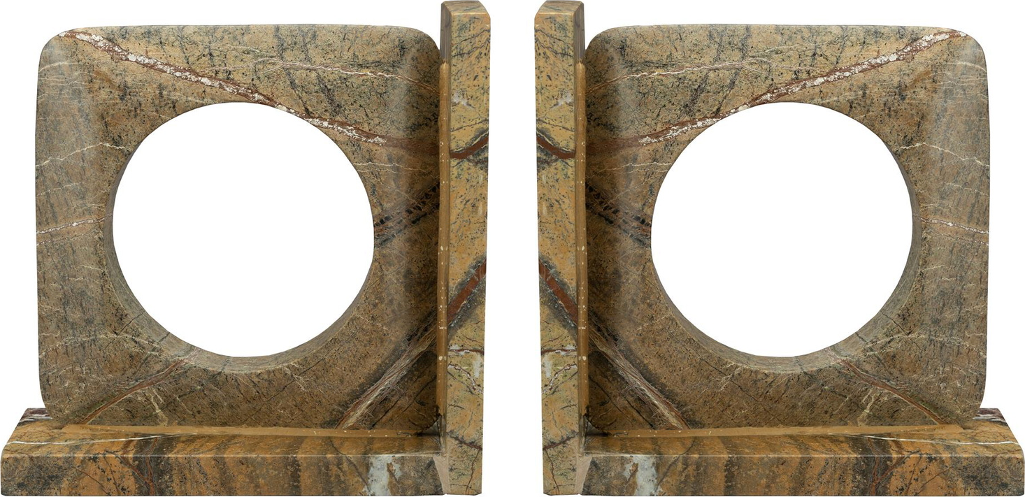 Bogreol Dutchbone Satpura   Massiv Brungrå Marmor 36x18x7 Cm