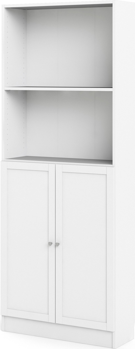 Bogreol Vesterholm Basic  Hvid Spånplade  Høj Smal Reol Med   Hylder Og Låger  H203xb79xd28 Cm