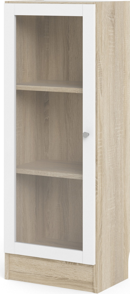 Bogreol Vesterholm Basic Vægmonteret  Glasdør  Hvid Låge Natur Egestruktur  H107ã B40 6ã D28   Cm  Spånplade  Anti-vælteanordning