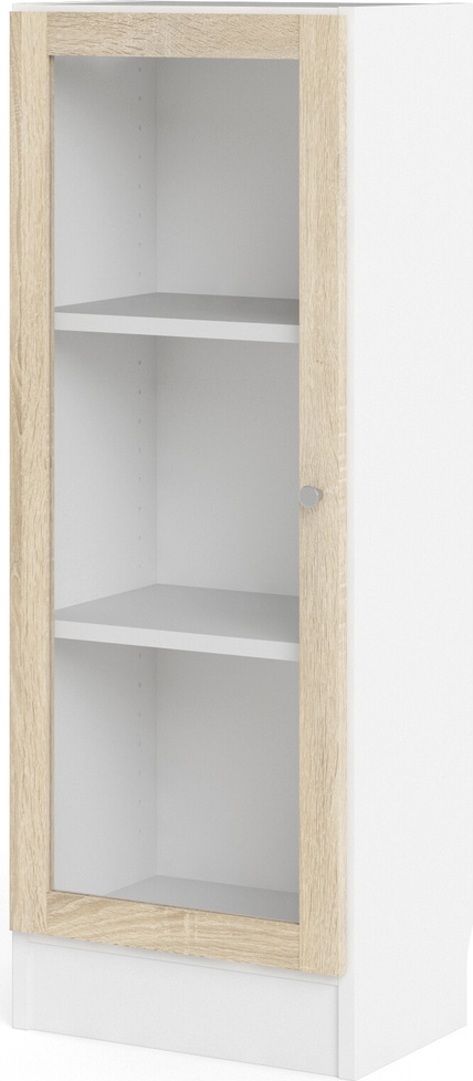 Bogreol Vesterholm Basic  Vægmonteret H107xb40xd28 Cm  Natur Låge Hvid  Glasdøre  Anti-vælteanordning