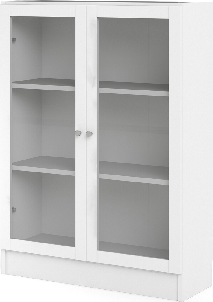 Bogreol Vesterholm Basic Vægmonteret  Hvid Med   Glasdøre H107   B79   D28 Cm Spånplade Folie
