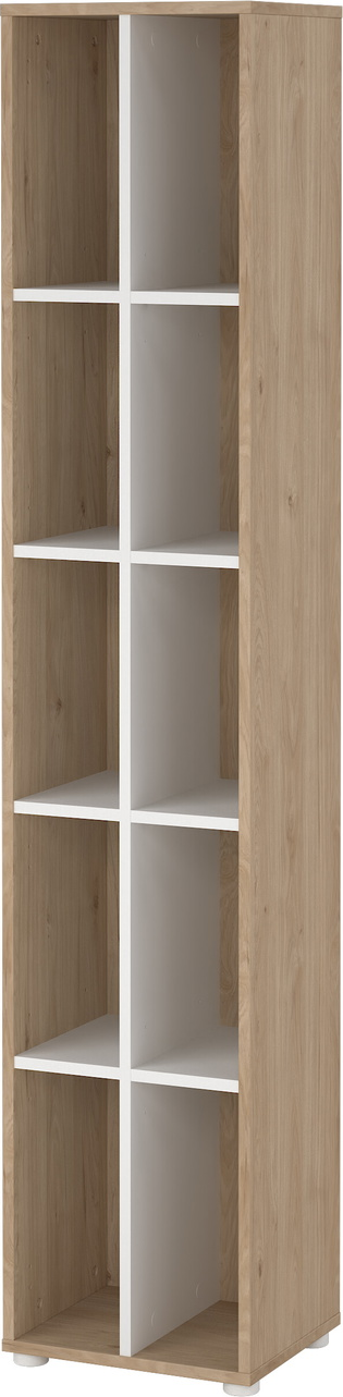 Bogreol Vesterholm Formé    Hylder Med Skillevæg  Hvid Jackson Hickory  Spånplade Mdf  H205ã B41ã D34 Cm