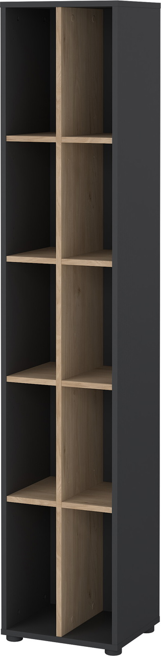 Bogreol Vesterholm Formé    Hylder Med Skillevæg  Jackson-hickory Matgrå  Spånplade Mdf  H205ã B41ã D34 Cm