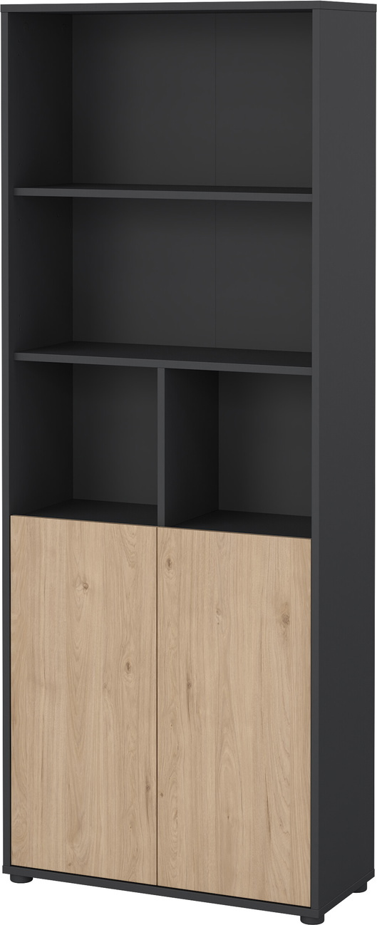 Bogreol Vesterholm Formé    Låger  Jackson-hickory Matgrå  Spånplade  H205xb80xd34 Cm