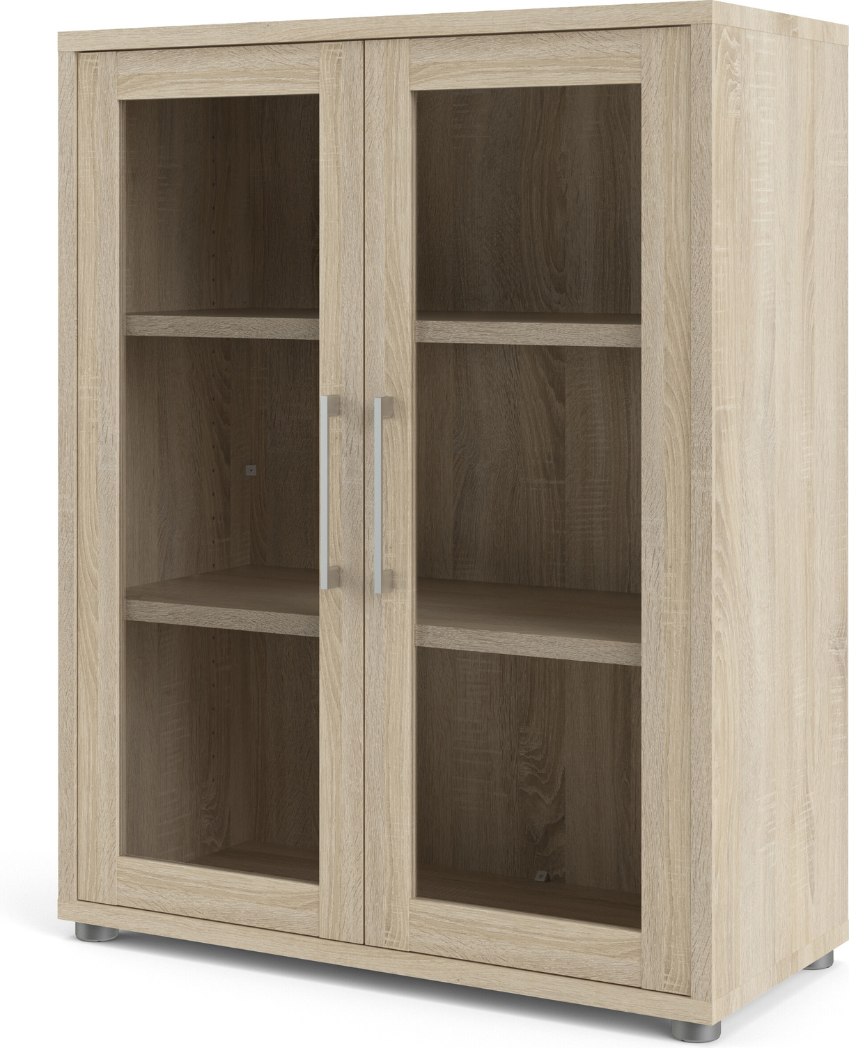 Bogreol Vesterholm Prima Med Glasdøre  Egestruktur Natur  Spånplade Med Folie  H113xb89xd40 Cm