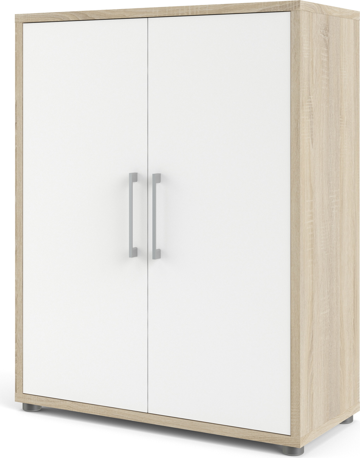 Bogreol Vesterholm Prima Med Hvide Låger  Natur Eg  H113ã B89ã D40 Cm  Dansk Produceret Opbevaringsreol