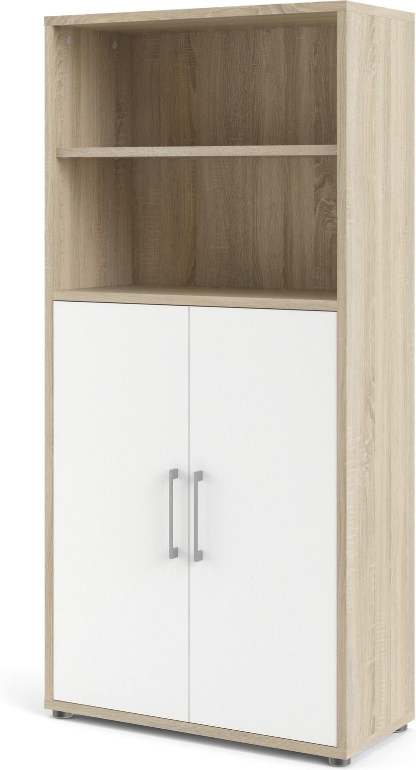 Bogreol Vesterholm Prima Reol   Lys Egestruktur Med Hvide Låger  Spånplade H186xb89xd40 Cm