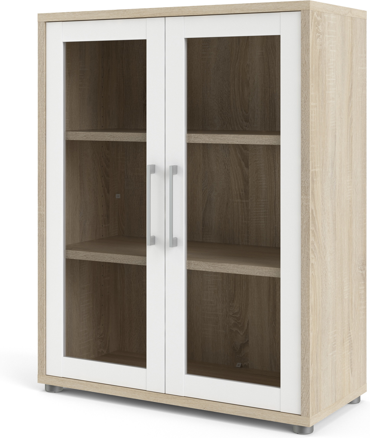 Bogreol Vesterholm Prima   Reol   Spånplade  Natur Hvid    Glasdøre  Vægmonteret  Antivælte  H113ã B89ã D40 Cm