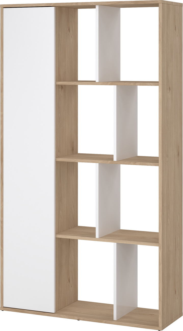 Bogreol Vesterholm Rim Jackson Hickory Hvid Højglans H157xb89xd30 Cm Vægmonteret   Justerbare Hylder Fsc
