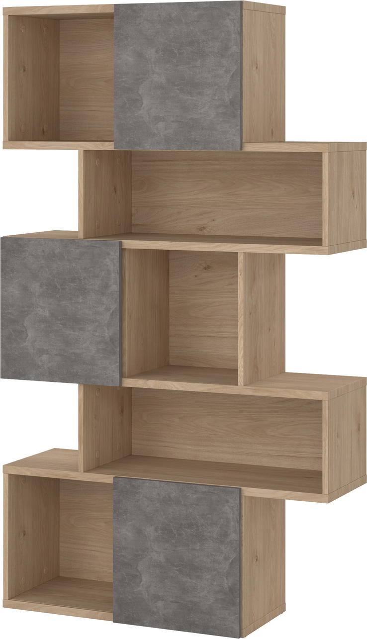 Bogreol Vesterholm Rim Maze  -dørs Vægmonteret Opbevaringsreol Oxideret Beton Jackson Hickory H166ã B95 5ã D31   Cm
