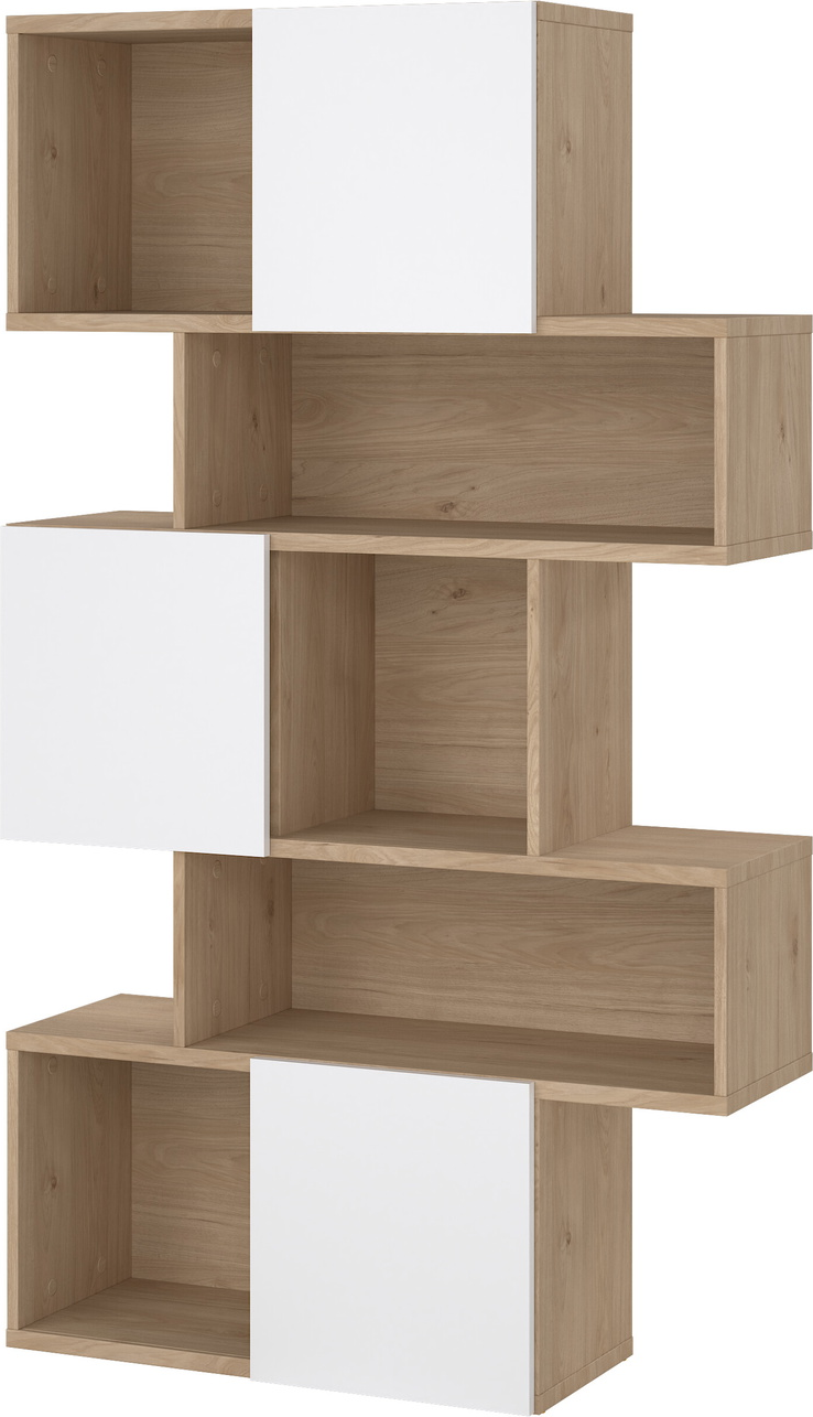 Bogreol Vesterholm Rim Vægmonteret H166   B95     D31   Cm Jackson Hickory Hvid Højglans   Låger Fsc