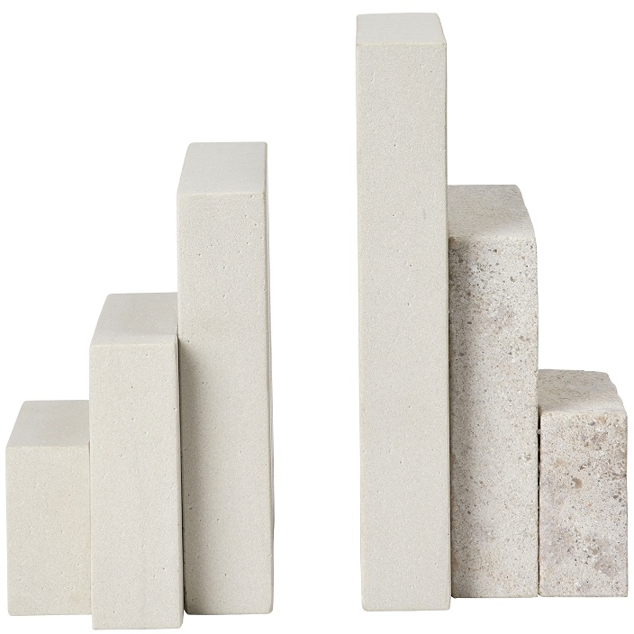 Bogstøtte Skulptur Kristina Dam Bookend Sandsten Honeycomb Marmor Lysegrå 31ã 40ã 45 Cm