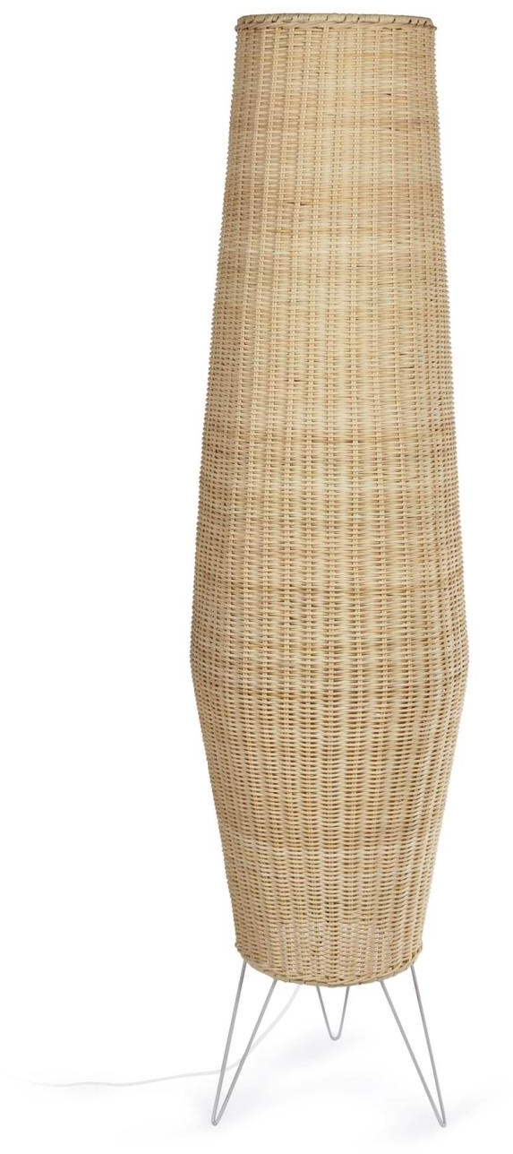Bord- Og Gulvlampe Kave Home Kamaria Natur Rattan H120   B32 Cm Metal Stel Rustik Kolonial