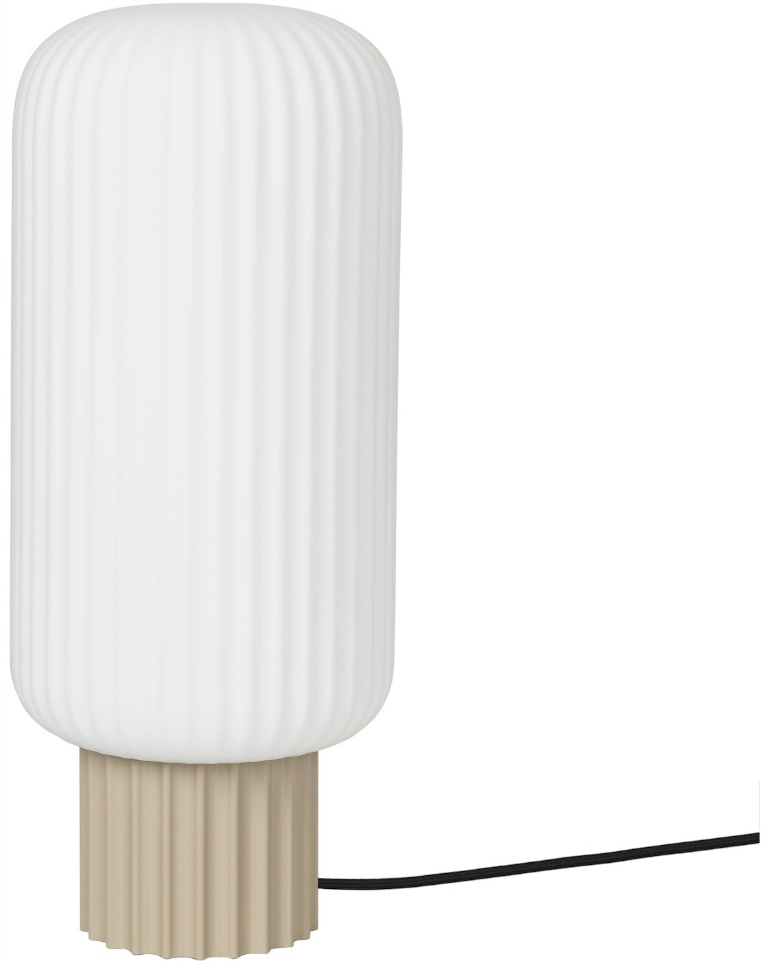 Stilfuld bordlampe Broste Copenhagen Lolly i hvid metal og glas