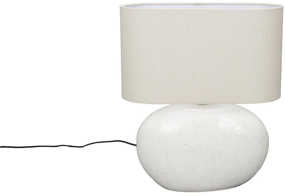 Elegant sølv bordlampe med hørskærm fra Dutchbone