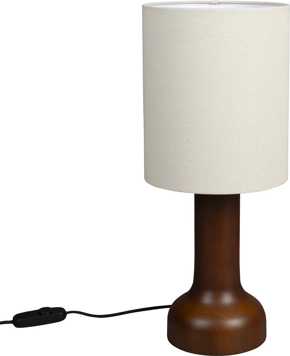Bordlampe Dutchbone Jones ø25   H60 Cm Lysegrå Gummitræ Linned Dæmpbar E27-fatning