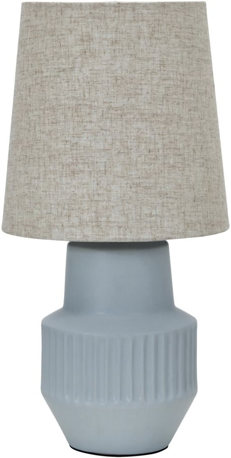 Bordlampe House Doctor Noam   Lyseblåt Keramik Med Hørskærm ø25   H48 Cm