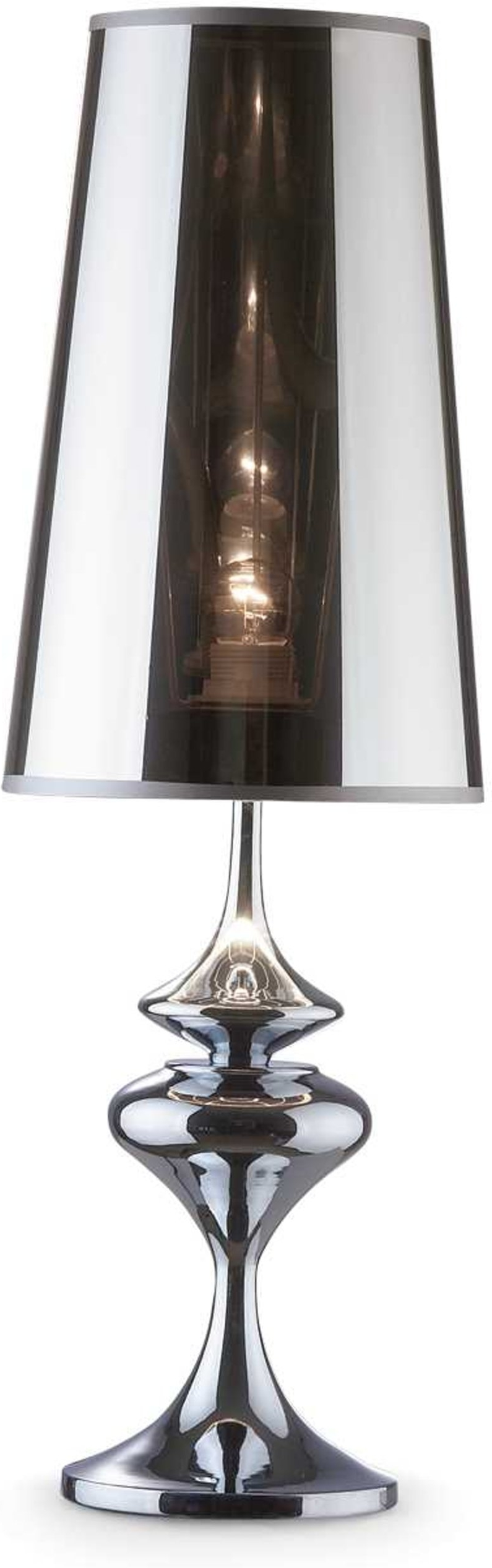 Elegant bordlampe Ideal Lux Alfiere i krom med PVC-skærm