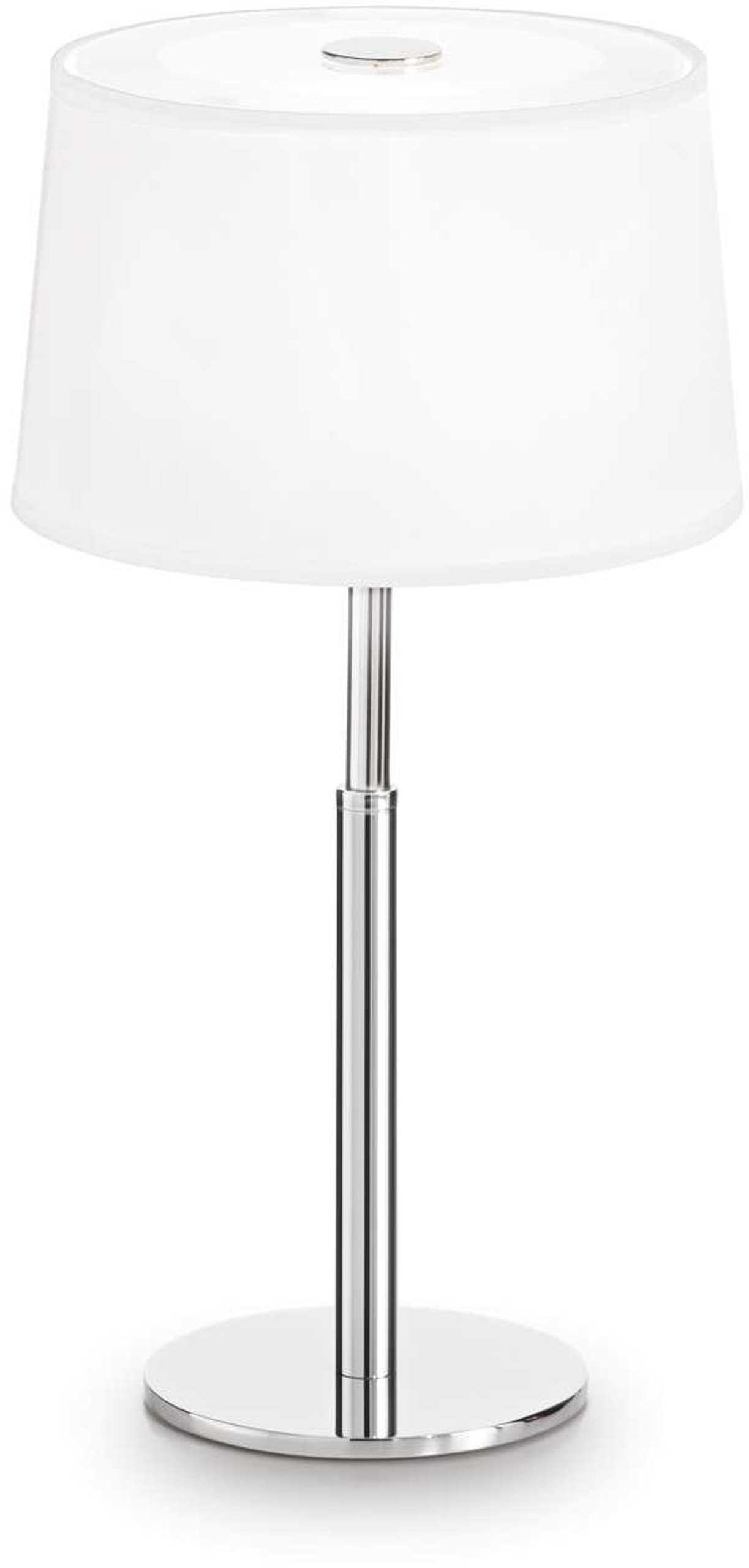 Elegant bordlampe Hilton i hvid krom med stofskærm