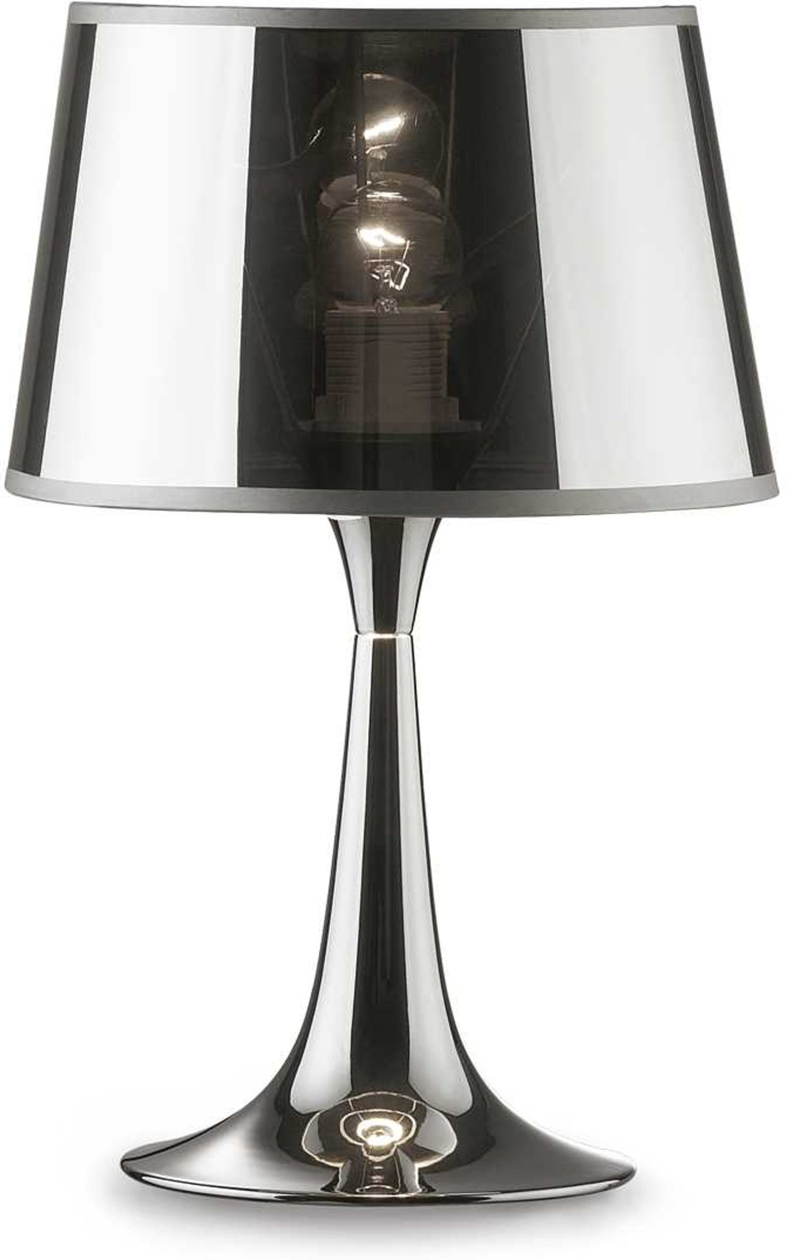Bordlampe Ideal Lux London  Krom Metalstel Med Pvc-skærm ø23     H36   Cm