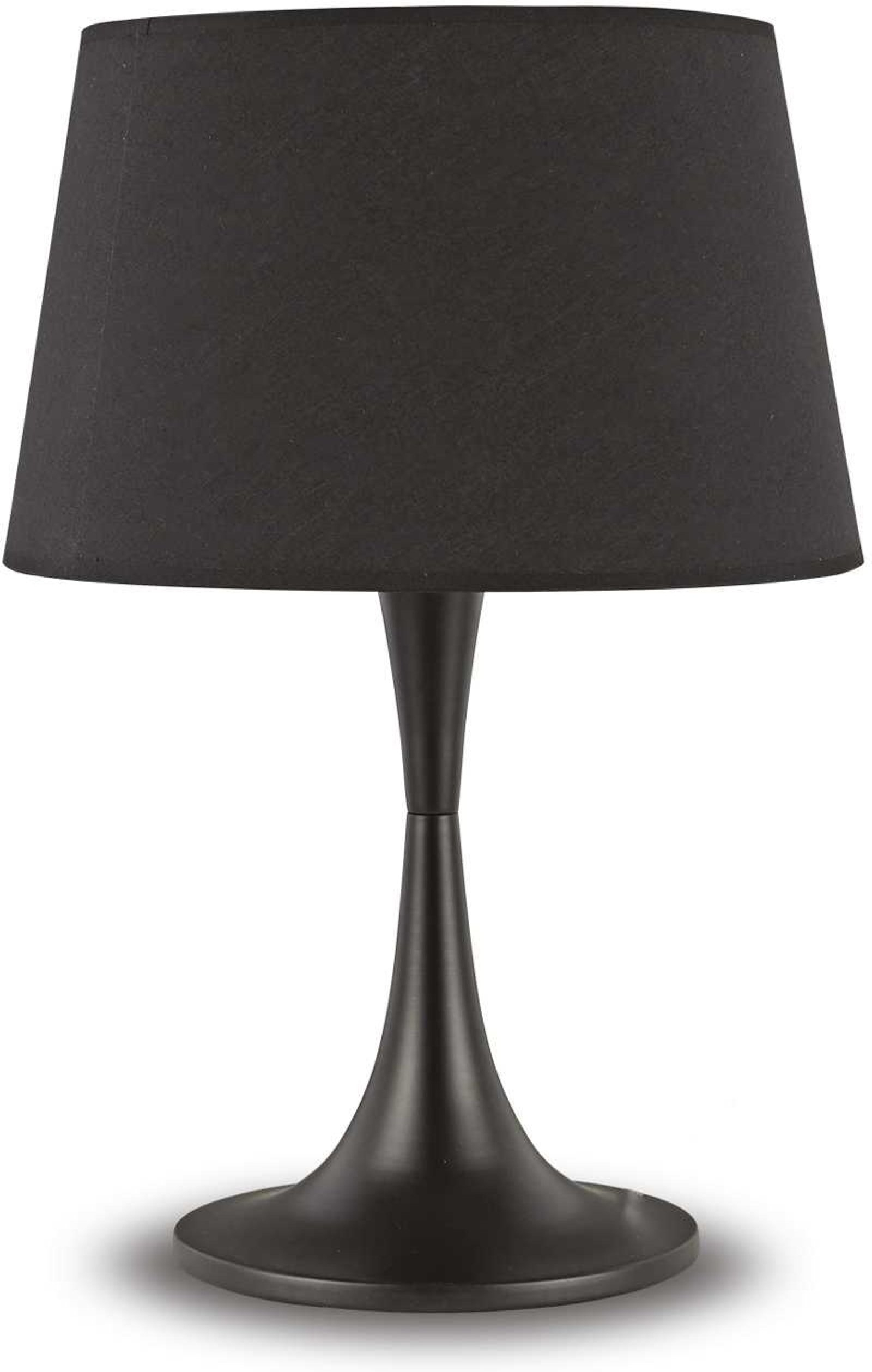 Bordlampe Ideal Lux London ø32x48   Cm Sort Med Stofskærm Og Metalbase