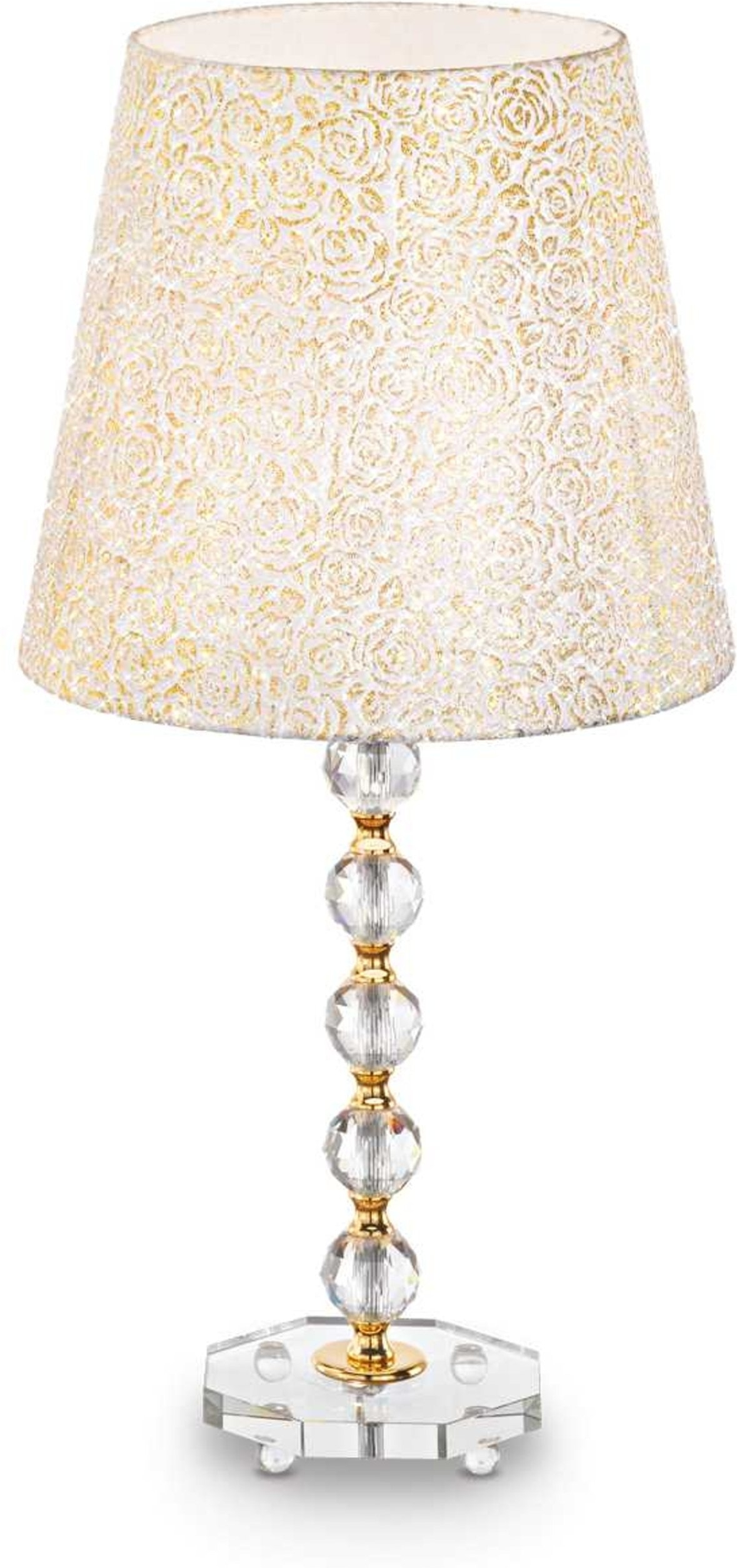 Elegant bordlampe Ideal Lux Queen i guld og gennemsigtig