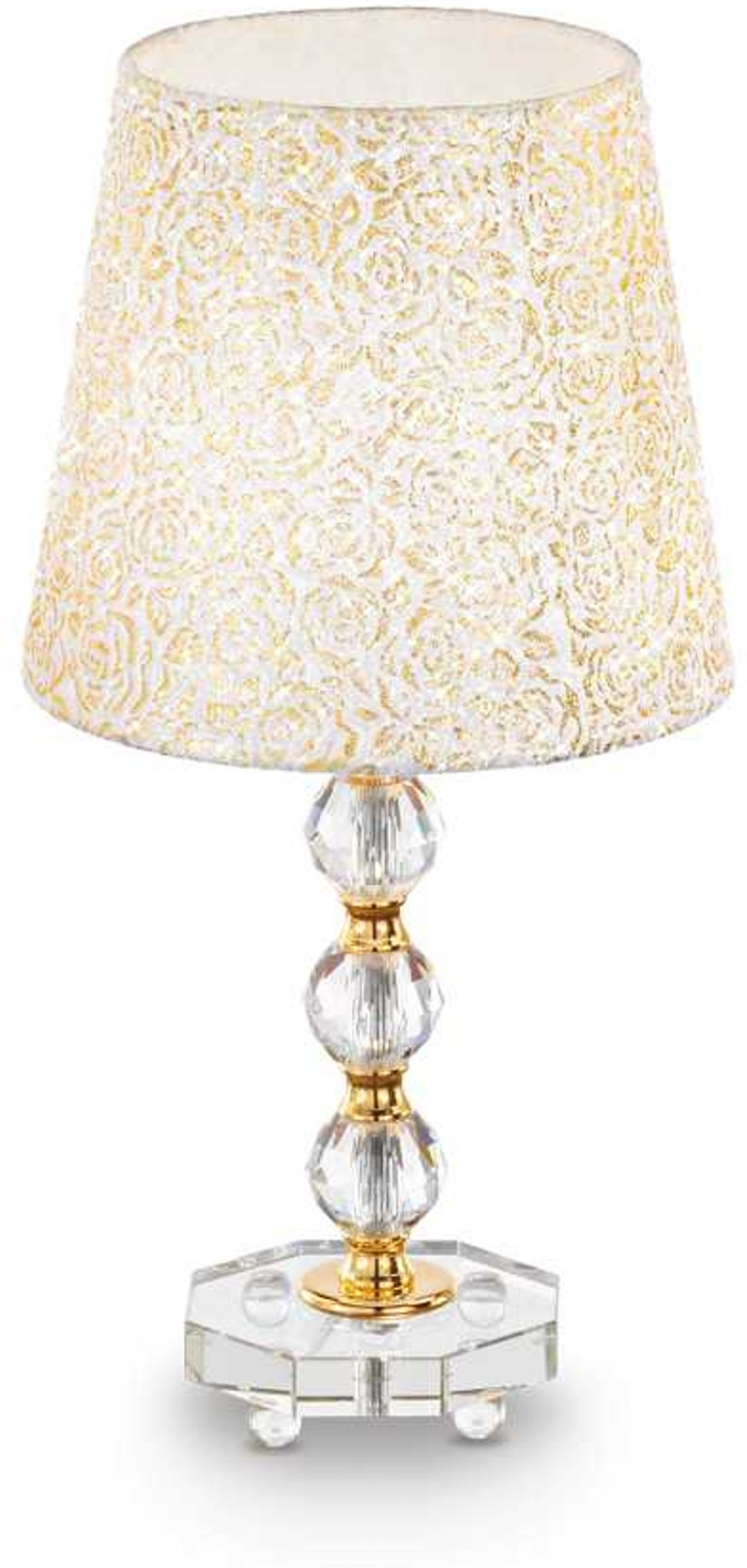 Elegant guldfarvet bordlampe fra Ideal Lux Queen