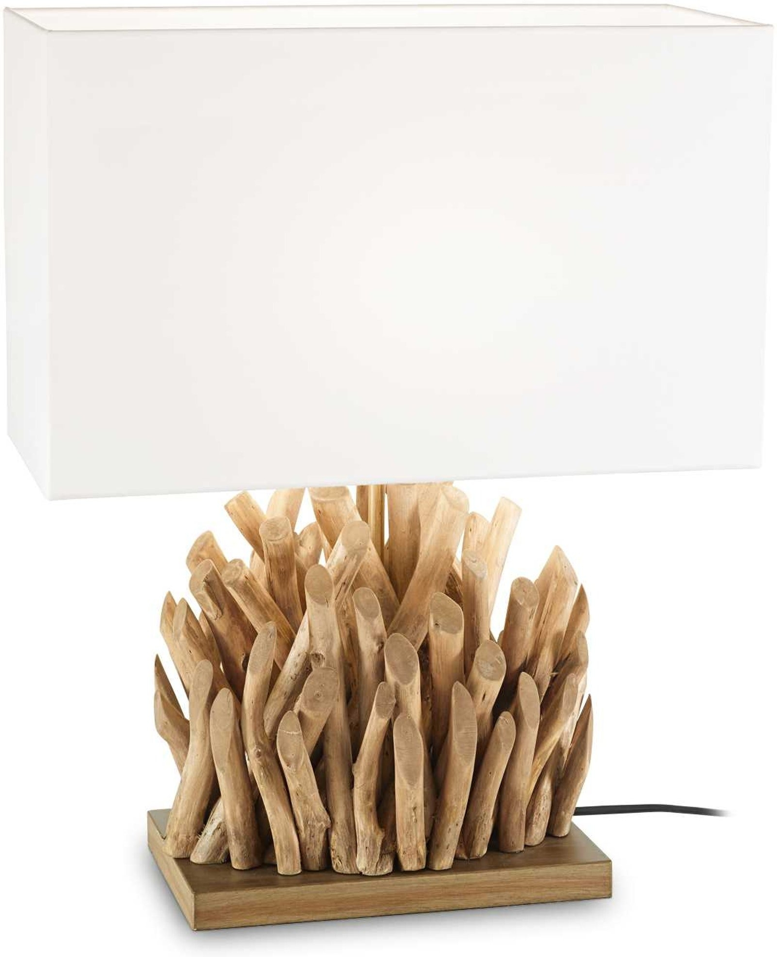 Elegant Hvid Bordlampe i Træ fra Ideal Lux Snell
