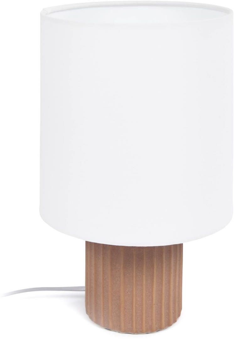 Bordlampe Kave Home Eshe  Rustik Terracotta Keramik Med Hvid Stofskærm  28x17 Cm