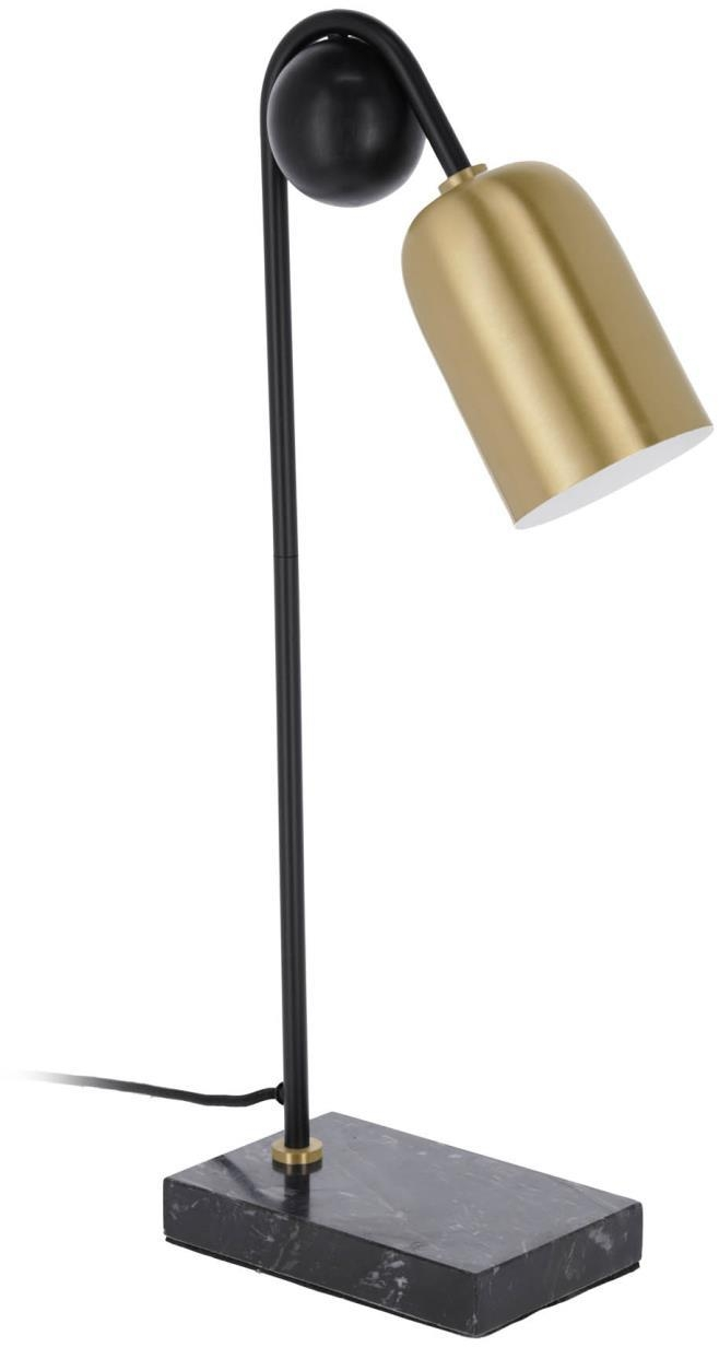 Bordlampe Kave Home Natsumi   Moderne Nordisk Skrivebordslampe   Sort Marmor   Guldfarvet Metal