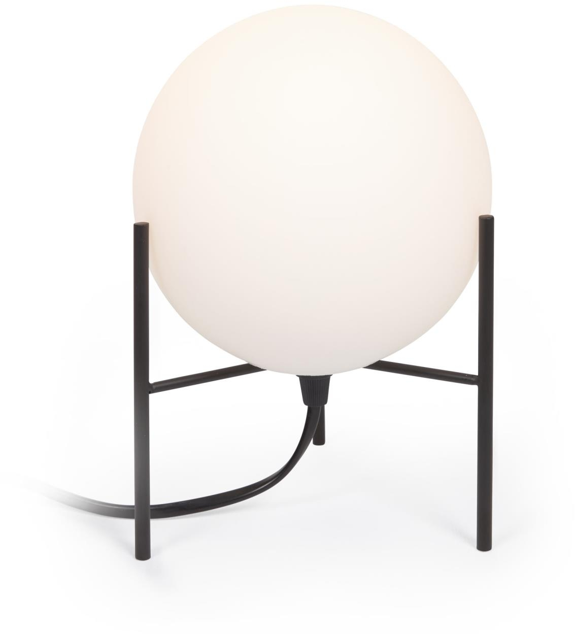 Bordlampe Kave Home Seina   Sort Rustfrit Stål   Frostet Glas ø15ã H22 Cm