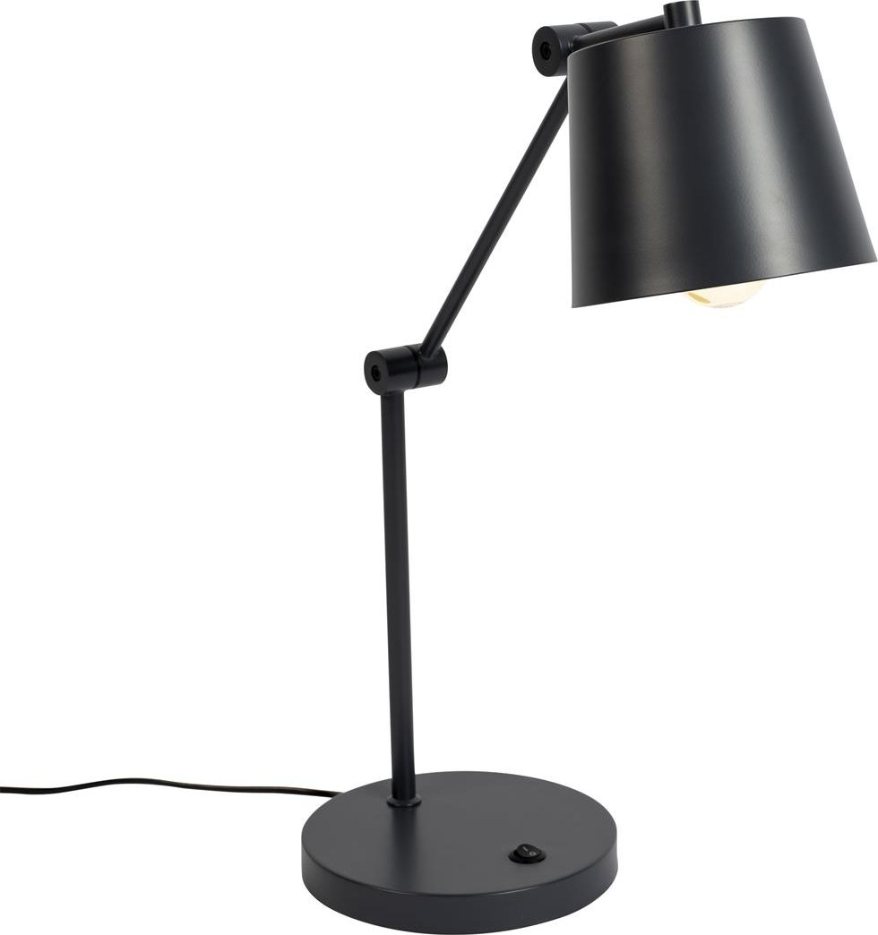 Bordlampe Studio White Hajo Askegrå Jern   Justerbar Højde  Vipbar Lampehoved  E27 Led Til Stue Med Varm Hvid Glød