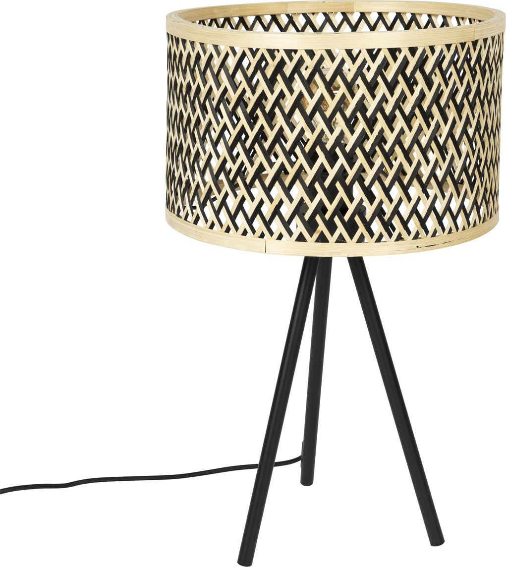Bordlampe Studio White Isla   Bambustræ Antracit ø33x55 Cm Stuelampe Med E27-fatning