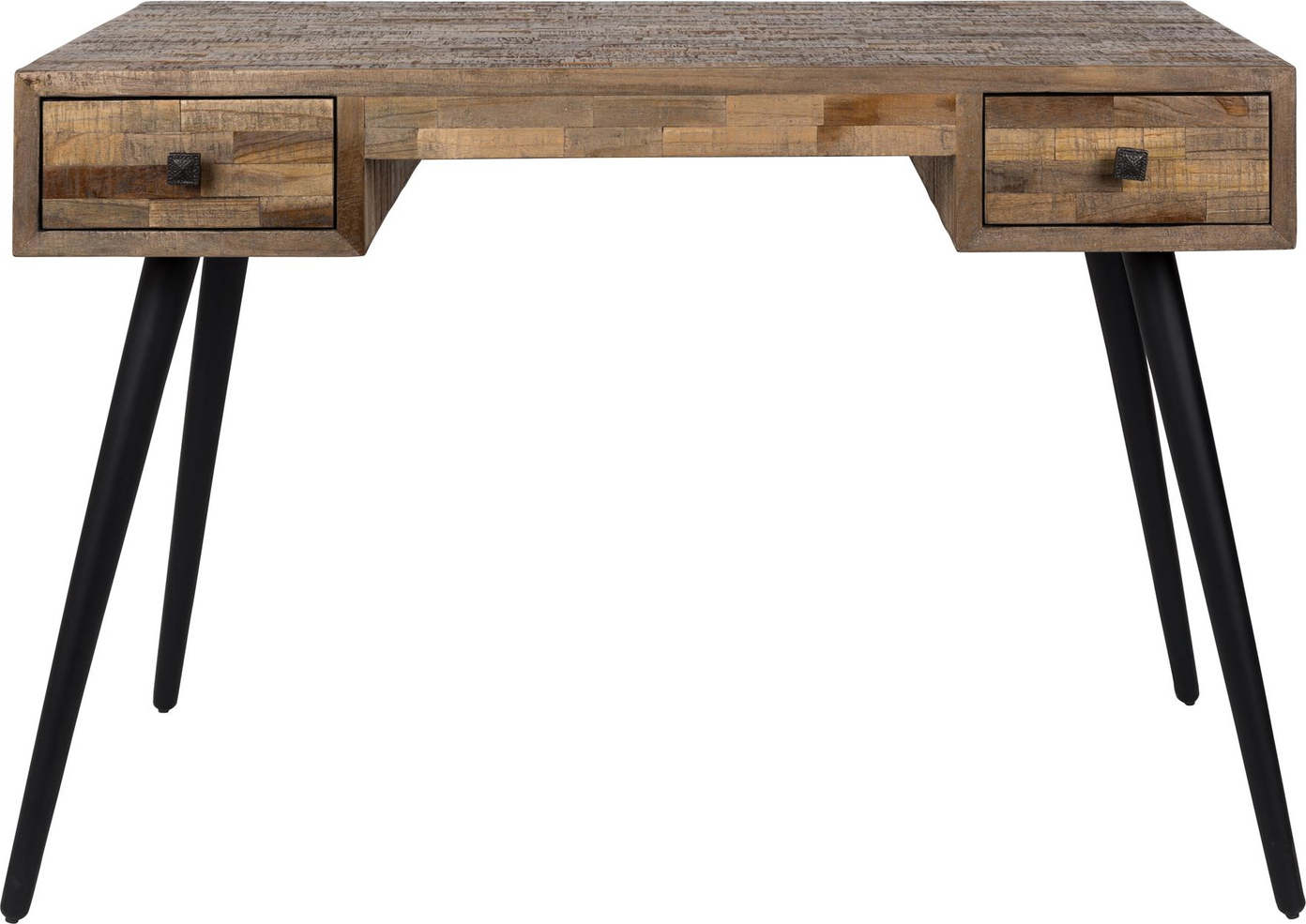 Bordlampe Studio White Leo   Brungrå Teak Med Sort Metalstel Og To Opbevaringsskuffer H76   Cm