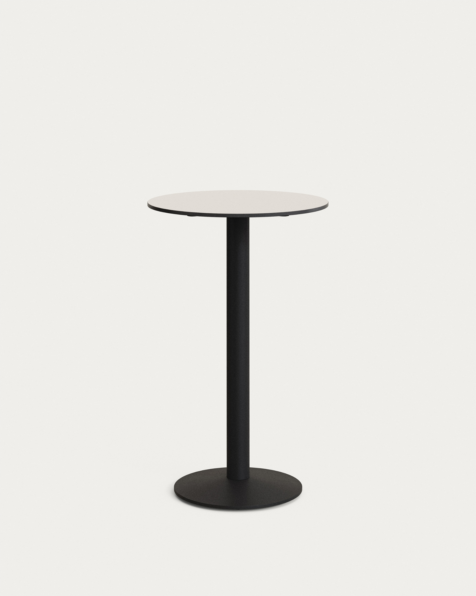 Cafébord Kave Home Tiaret Rundt Terrassebord Udendørs ø60   H97 Cm Hvid Stål Højtrykslaminat