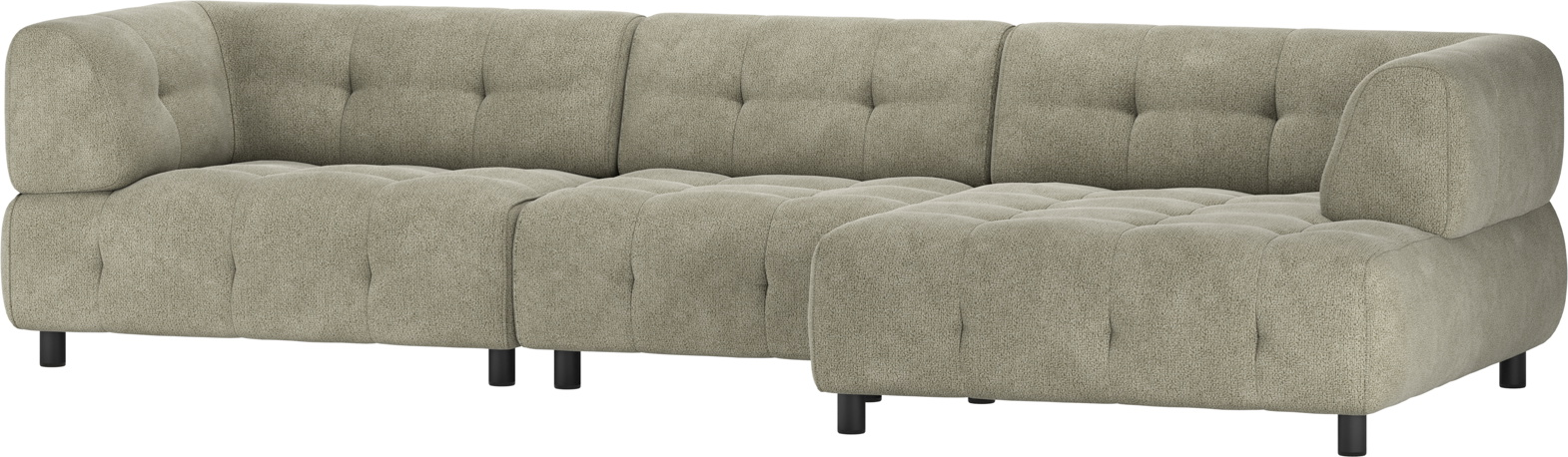 Chaiselong Modulsofa Woood Louis   Grøn Chenille 334x120x73 Cm Højrevendt