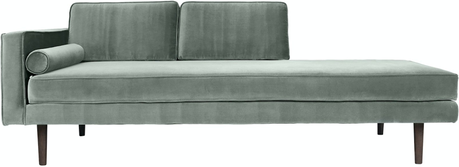 Elegant Grøn Velour Chaiselong Sofa fra Broste Copenhagen