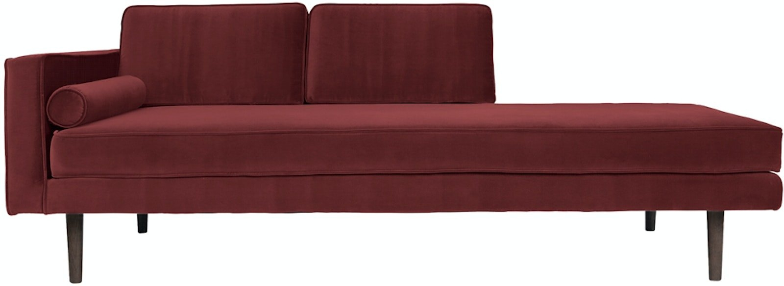 Chaiselong Sofa i Rød Velour fra Broste Copenhagen