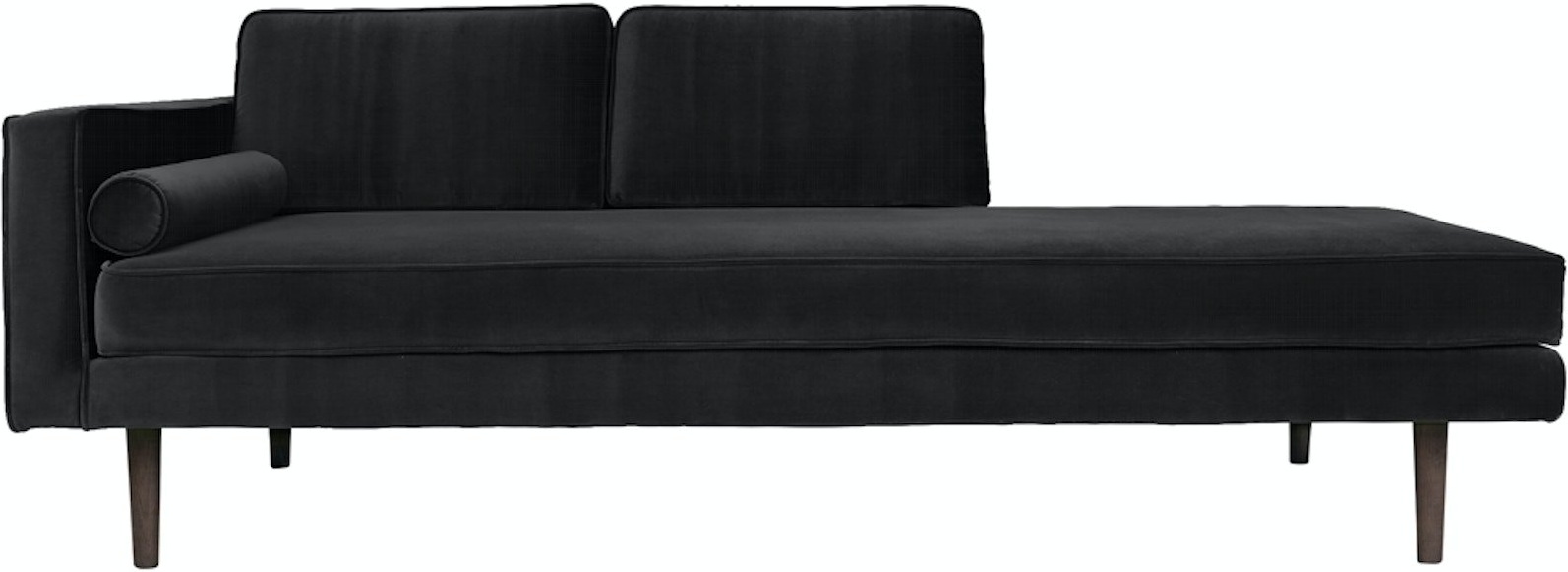 Elegant Chaiselong Sofa i Sort Velour fra Broste Copenhagen