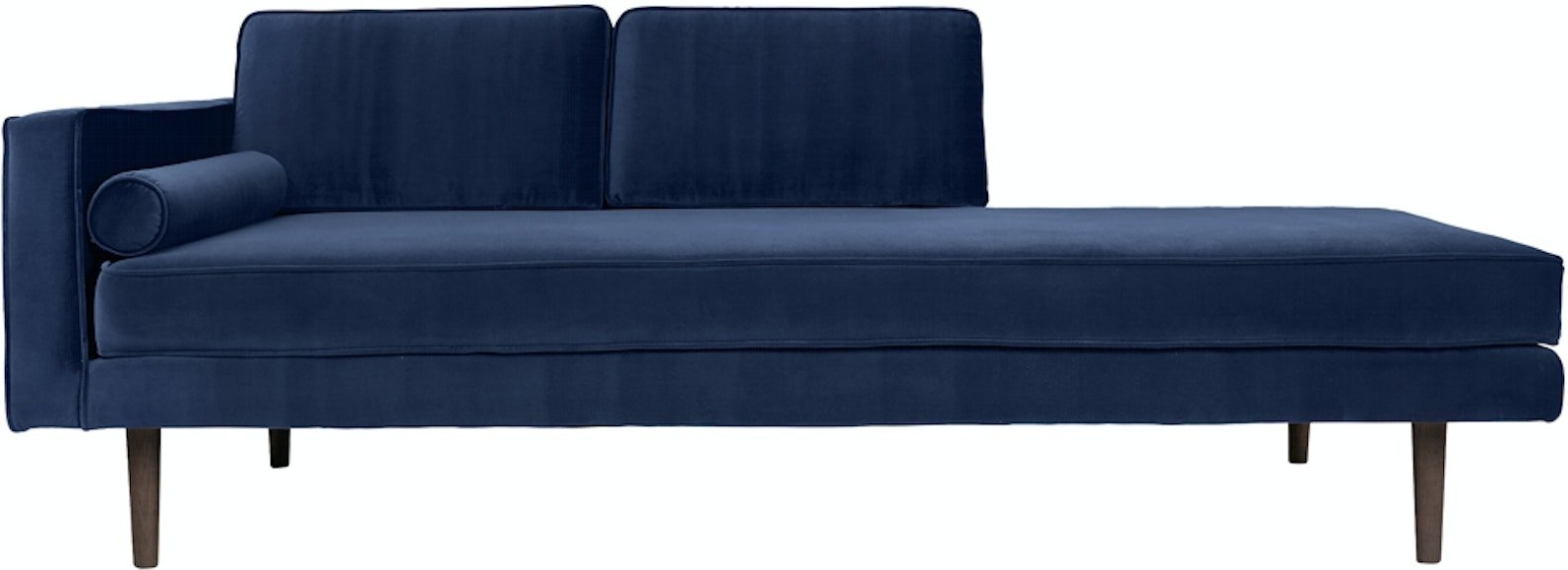 Mørkeblå Velour Chaiselong Sofa - Elegant og Komfortabel