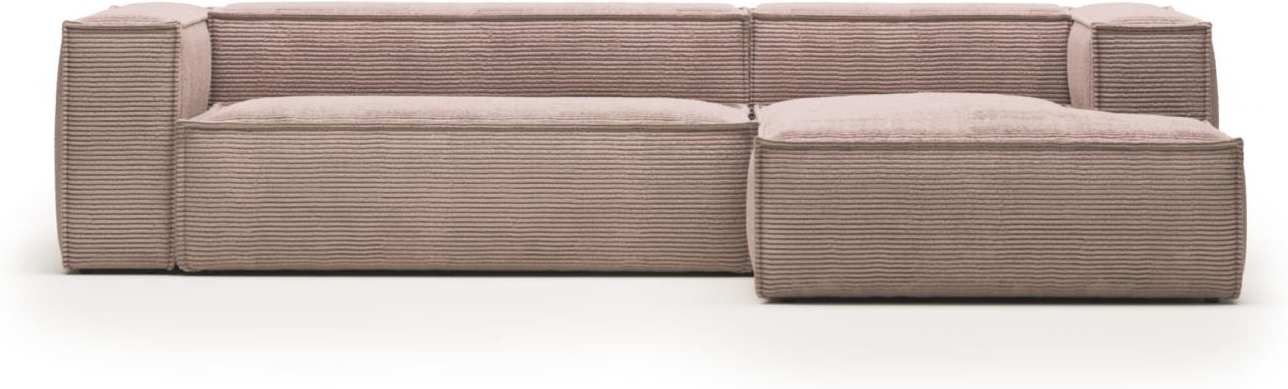 Højrevendt Chaiselong Sofa i Lyserød Corduroy - Stilfuld Komfort