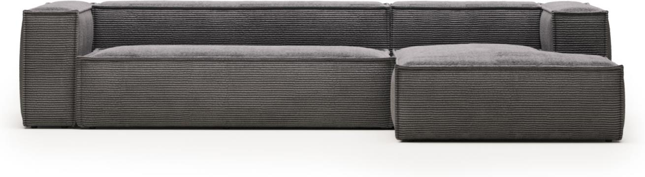 Elegant Højrevendt Chaiselong Sofa i Grå Fløjl fra Kave Home