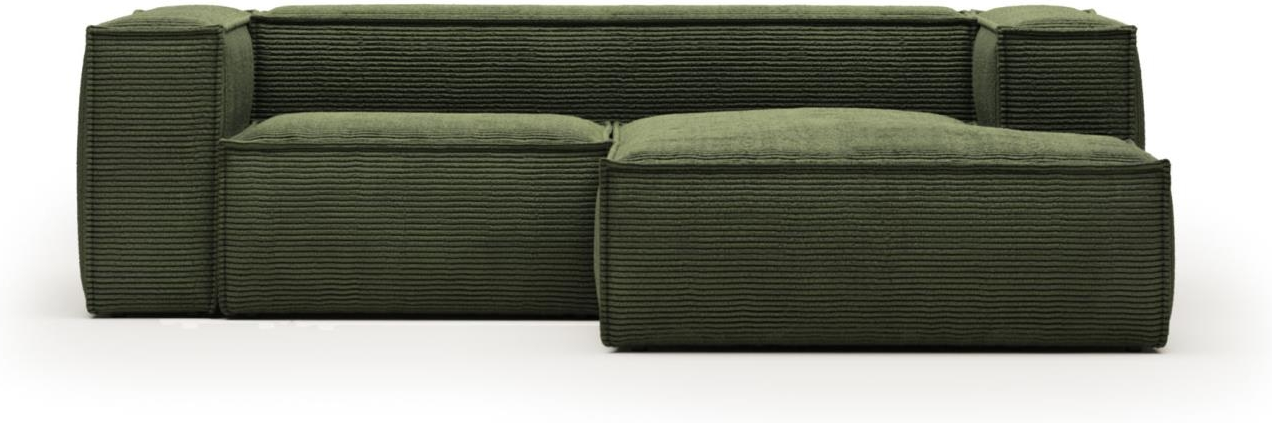 Chaiselong Sofa Kave Home Blok Højrevendt i Grøn 240 cm