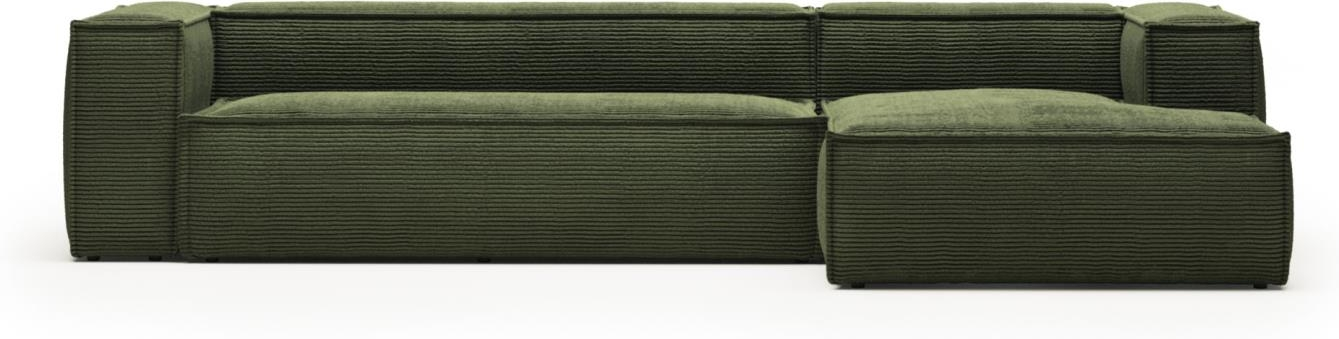 Højrevendt Chaiselong Sofa i Grøn Corduroy - Kave Home Blok